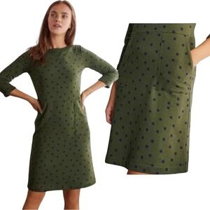 Boden | Hannah Sweatshirt Dress Green Polka Dotted
